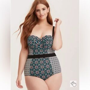 Torrid Slim Fix Underwire Push-Up Patterned One Piece Swimsuit Size 3X